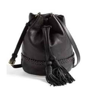 Vince Camuto Leigh Bucket Bag Black Leather Crossbody